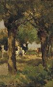 Jan Hendrik Weissenbruch Milking cows underneath the willows Spain oil painting artist